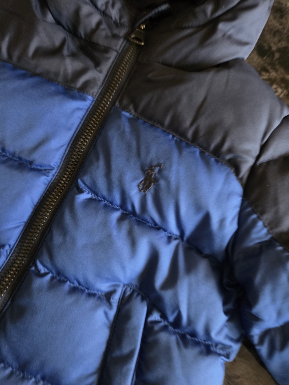 Ralph Lauren Navy and Royal Blue Hooded Puffer Jacket for Kids - Picture 3 of 3